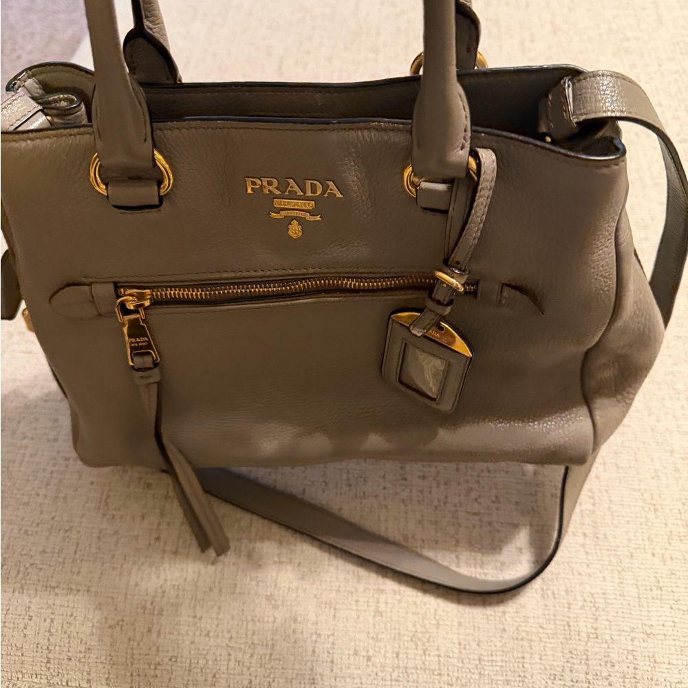 Prada Vitello Phenix In Color Argilla Purse
